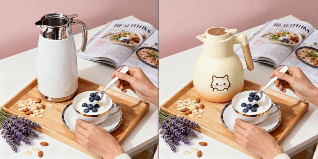 Comparison chart of the effects before and after using nano banana
