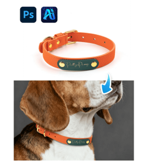 AI Photo Editing: Replace Dog Collars with PsAide’s Product Transfer