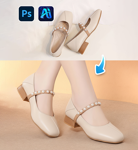 Change the model’s shoes in Photoshop using Nano Banana Retouch in just one second.