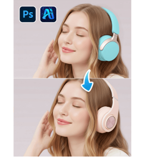 AI Photo Editing: Replace Headphones on Models with PsAide’s Product Transfer