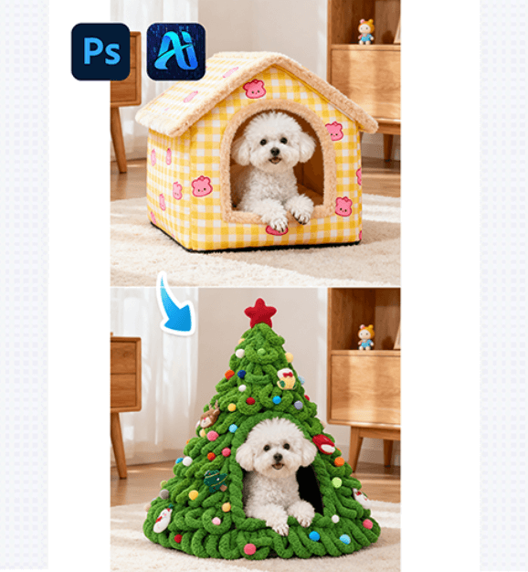 3 Steps to Perfectly Replace Your Puppy’s Dog Bed! Nano Banana Retouching Doubles Efficiency