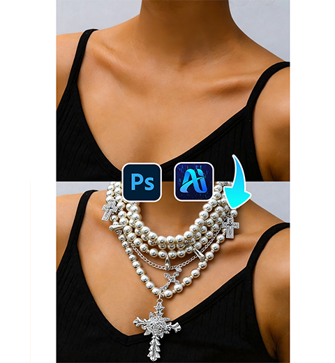 Nano Banana Tutorial: Add a Necklace to Your Model in Seconds with PsAide AI Advanced Image Blending