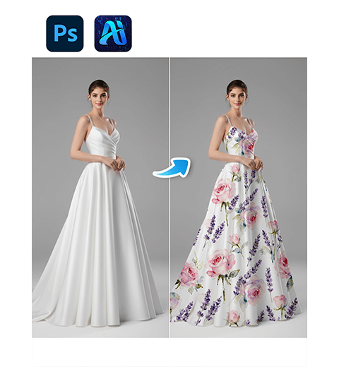 How to Use PS to Apply Custom Patterns to Model’s Dress in 1 Click with NanoBanana
