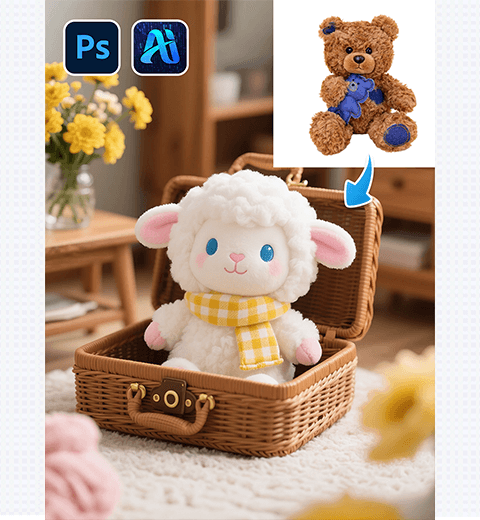 AI Photo Editing: How to Transfer Plush Toys in 3s with PsAide