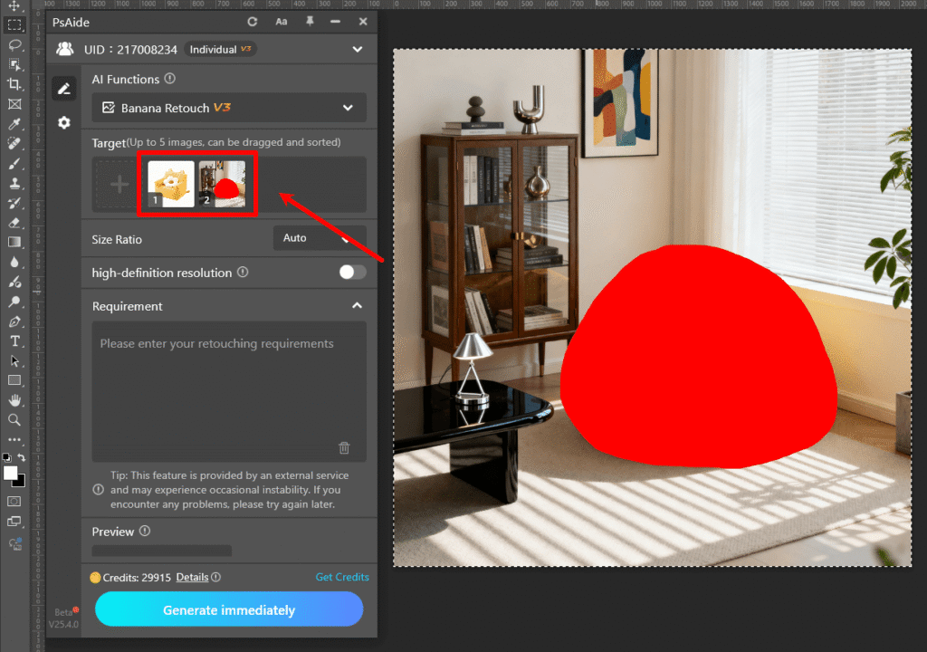 nano banana  Step 1: Upload the original image and the processed background image