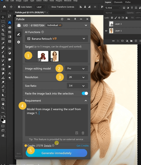 ues nano banana pro in PS