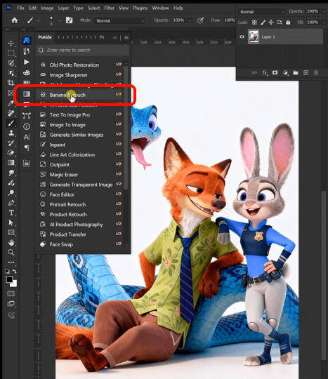 chosen image in Photoshop