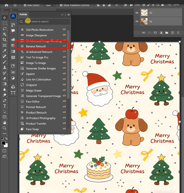 Open both your table setting photo and pattern image in Photoshop