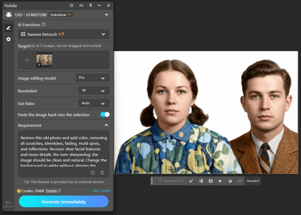 photoshop users use nano banana old photo restoration
