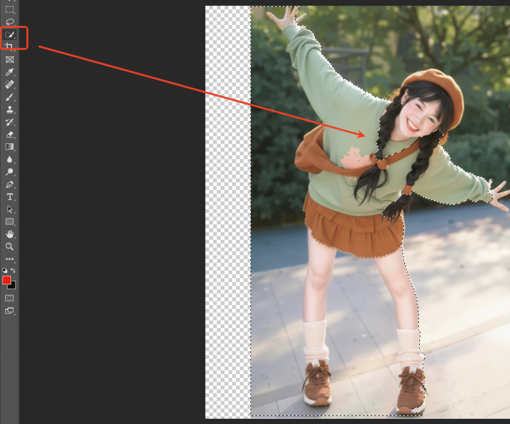 Photoshop — Quick Selection Tool + Select and Mask