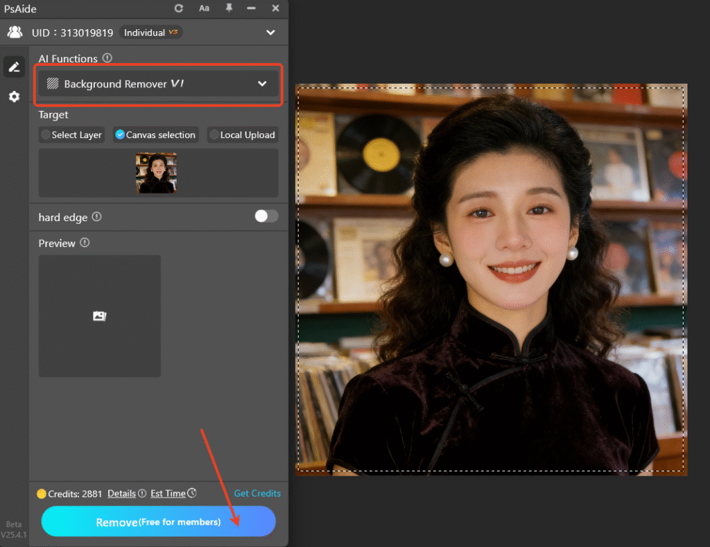 Using Psaide Background Remover