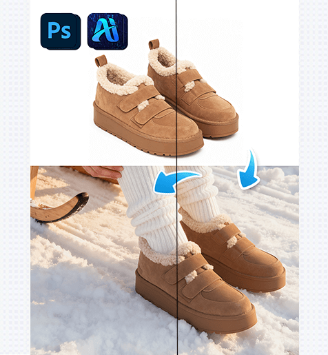 3-Step nano banana Snow Boot Replacement: Swap Winter Boots on Models with PsAide