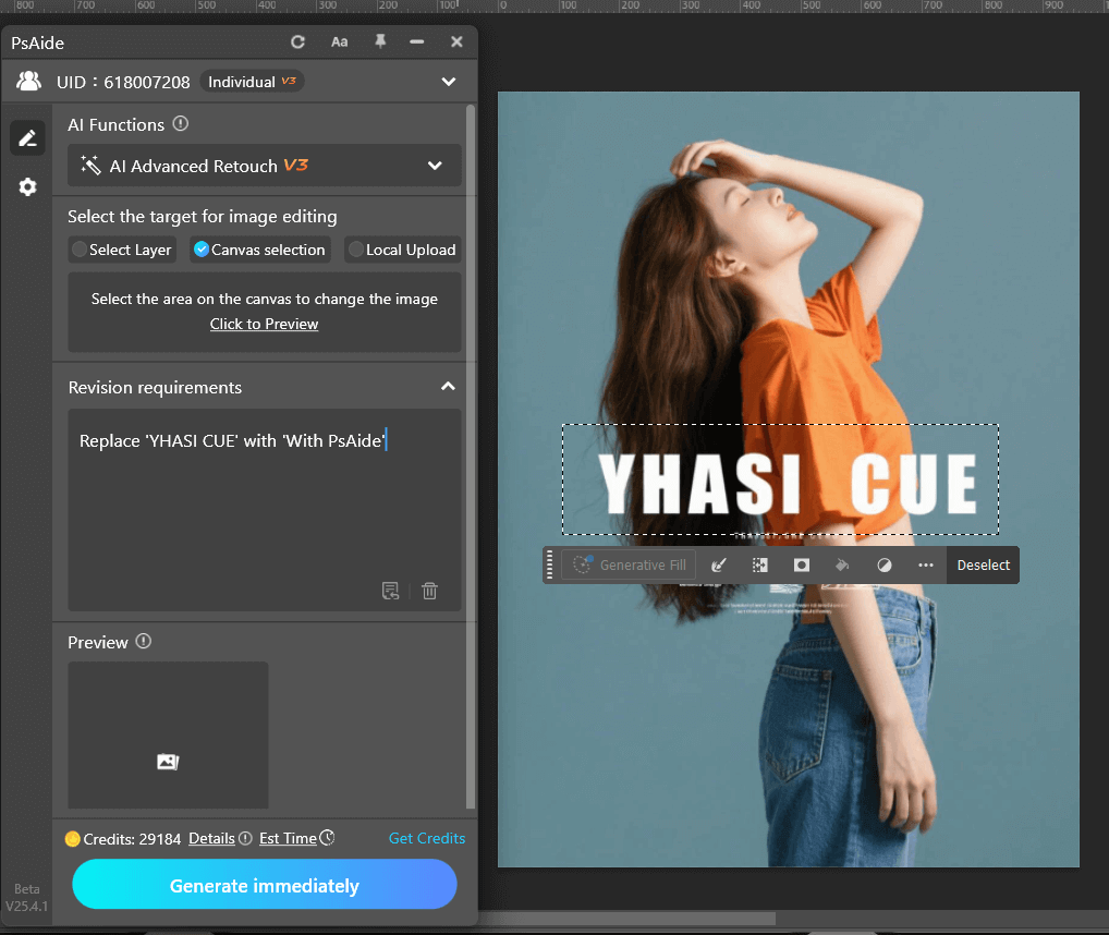 Use PsAide AI Advanced Retouch for Image Text Editing