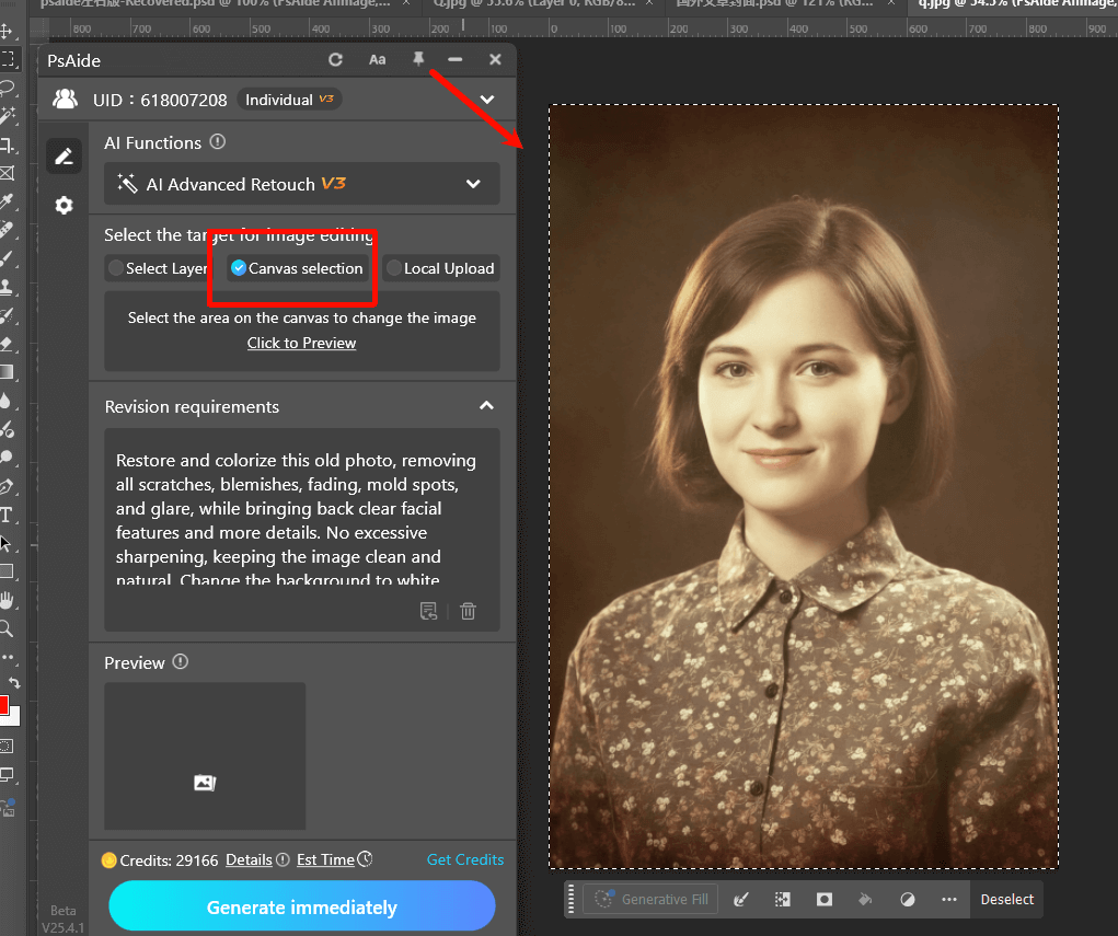 AI advanced retouching for Old Photo Restoration