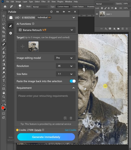 nano banana Simple Restoration Workflow:Upload the Old Photo