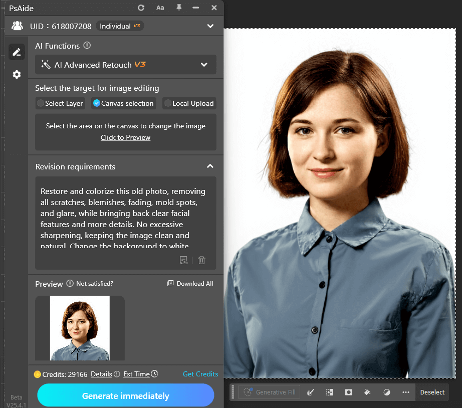 AI advanced retouching for Old Photo Restoration