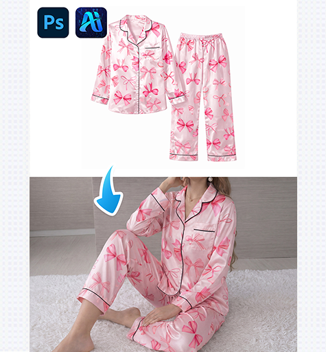 nano banana 4-Step Pajama Set Replacement for E-Commerce Images