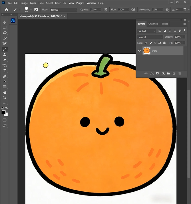 Open your 2D character illustration in Photoshop