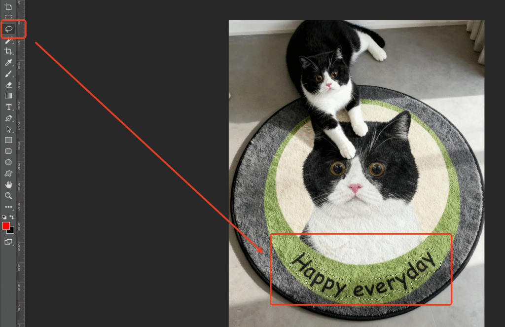 Use the Lasso Tool to accurately select the area around the text