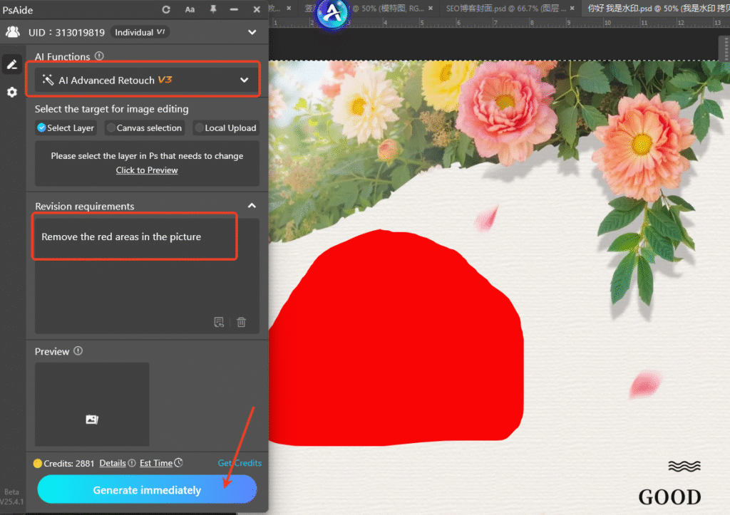 AI Instruction-Driven Retouching