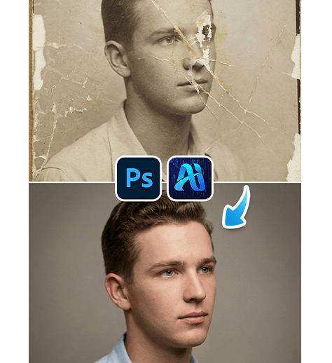 nano banana Male Portrait Restoration: 3-Step AI Repair for Old Photos