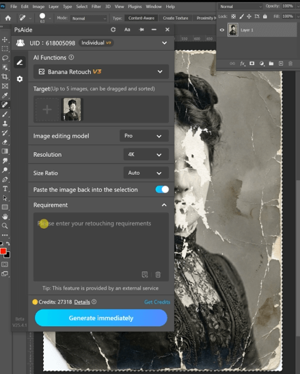 Open the Plugin and Upload the Old Portrait