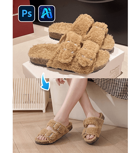 nano banana Furry Slippers Transfer: 4-Step Red Mask Workflow for Cozy Footwear Replacement