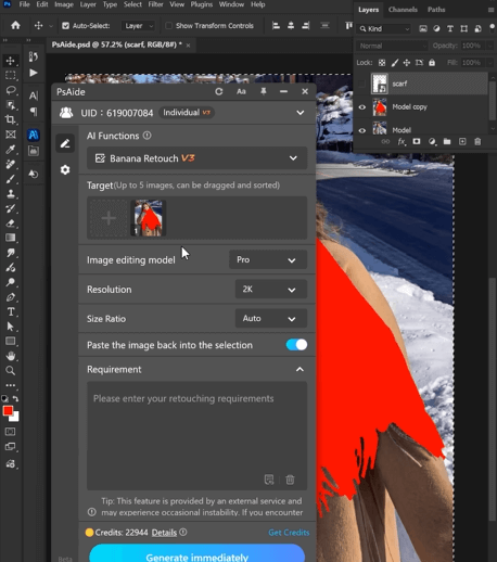 Upload Scene Image and Scarf Product Image