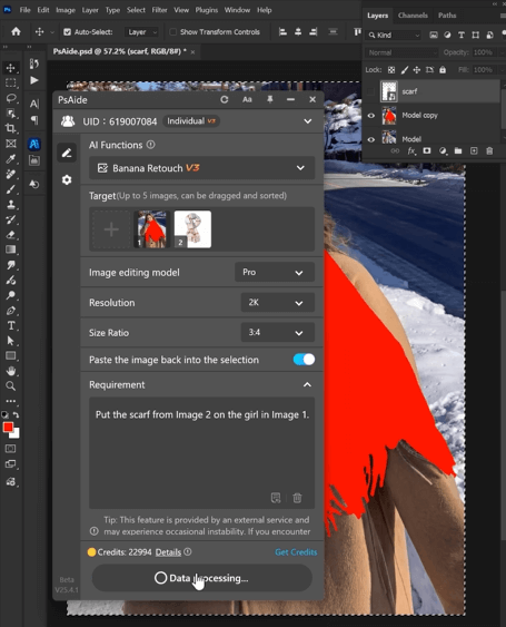 Upload Scene Image and Scarf Product Image