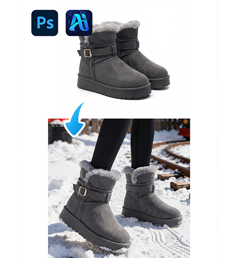 nano banana Snow Boots Transfer: 4-Step Red Mask Workflow for Winter Footwear Replacement