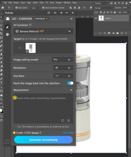 Upload the White Background Juicer Image