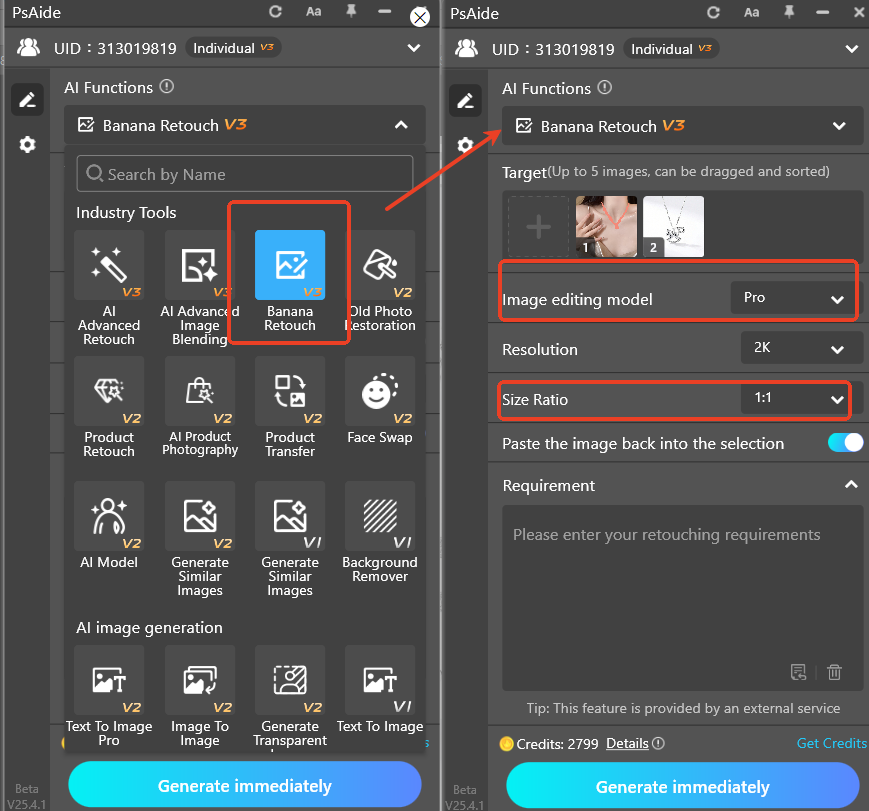 Open Nano Banana Pro and set ratio