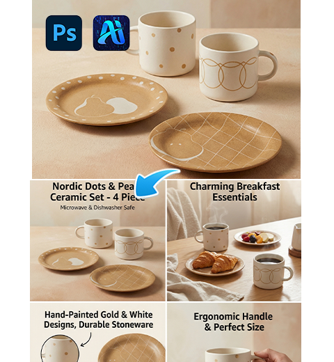 How to Create E-commerce Detail Pages in PS: 3 Steps to Tableware Photography-Style Images