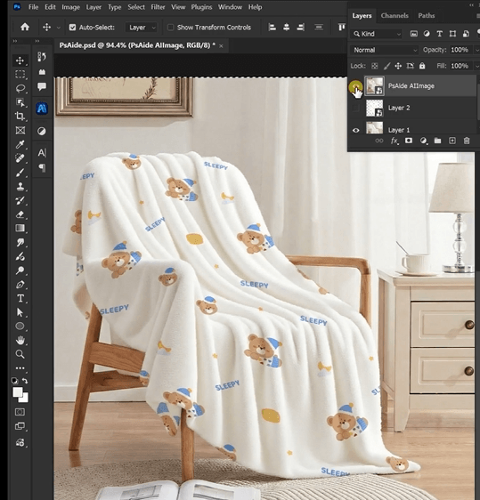Generate nano banana blanket mockup