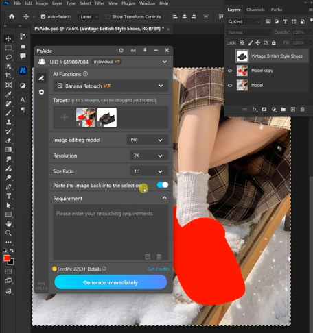 Paint the Original Shoes Area Red