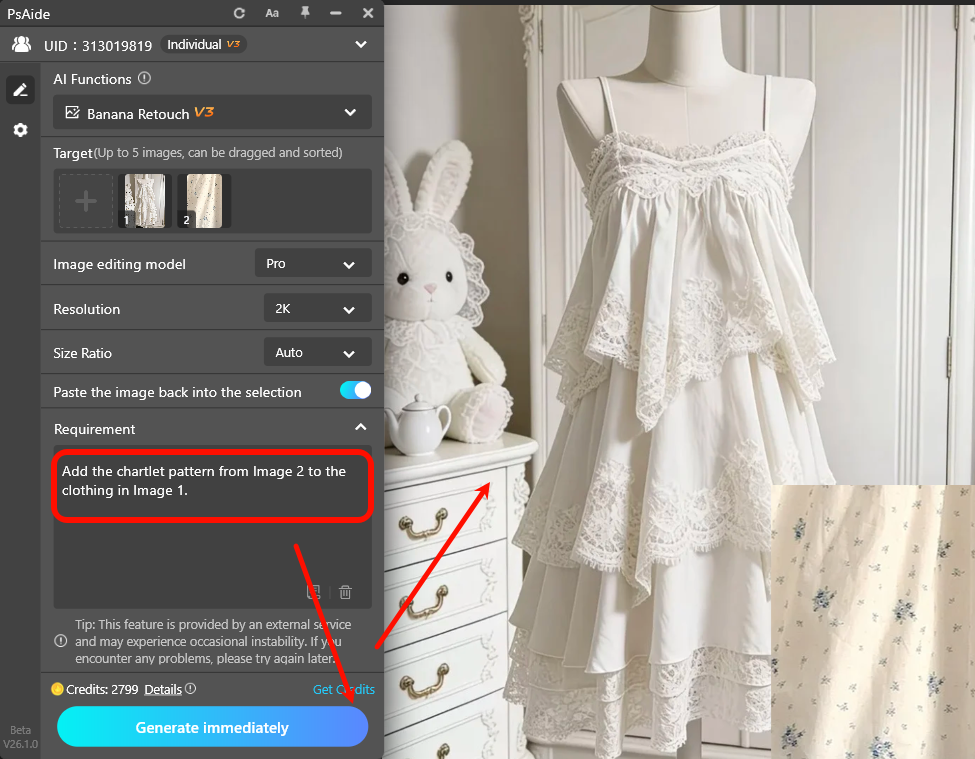 Upload & enter prompt