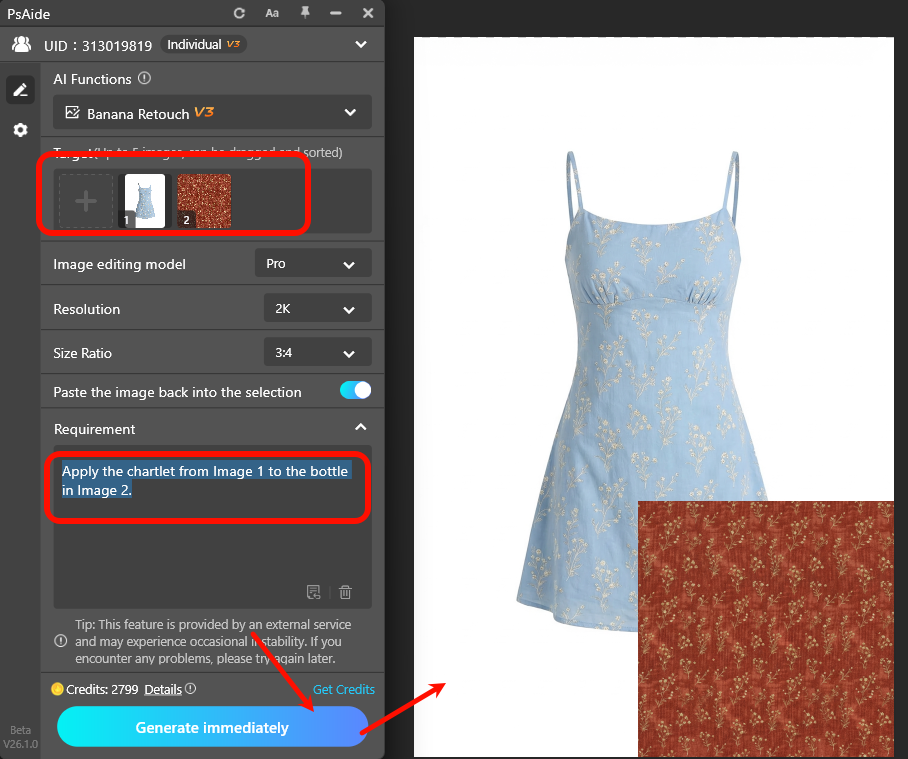 Upload images and Enter prompt