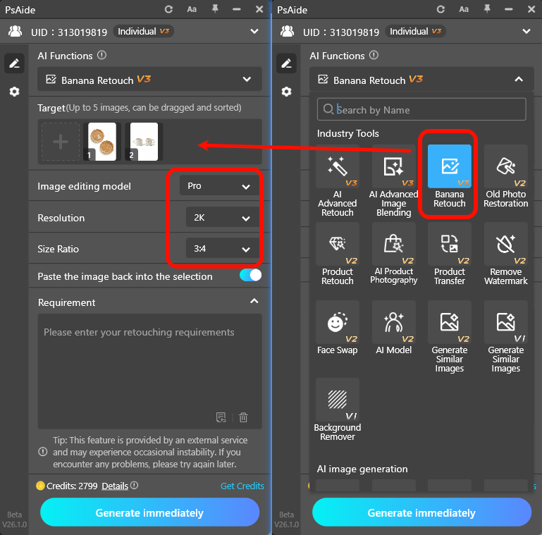 Set Professional Blending Model Parameters