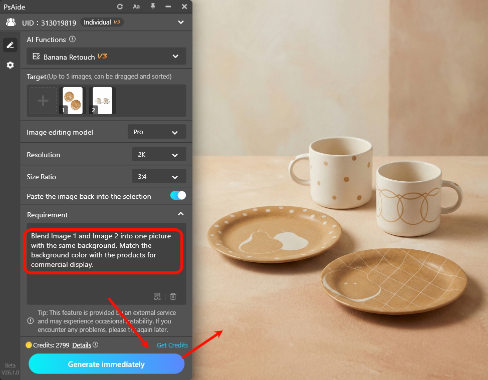 Enter Blending Prompt & Generate Photography-Style Image