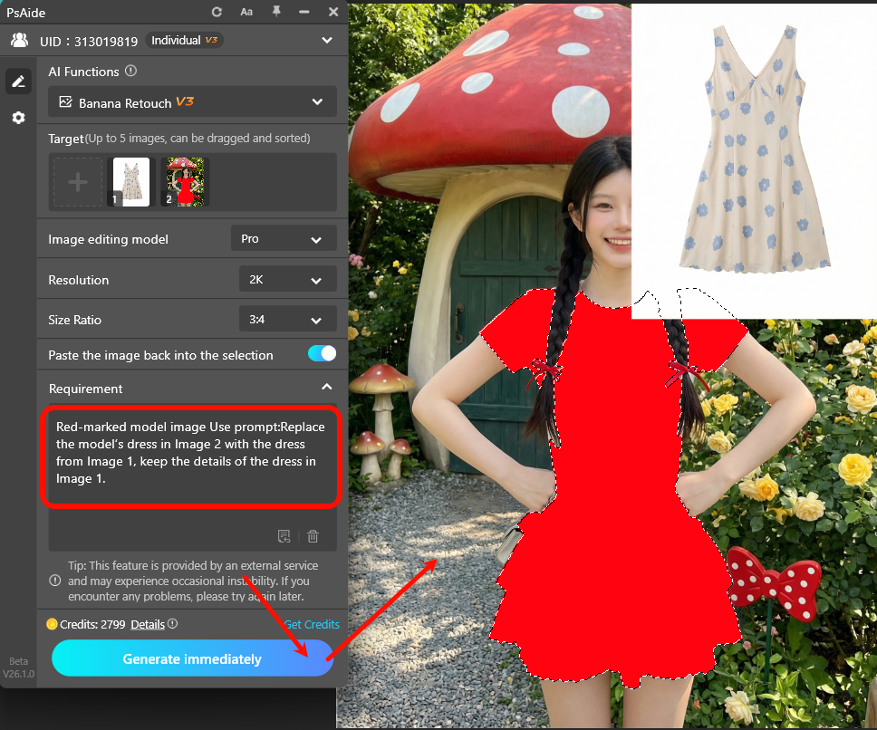 Upload images and enter the prompt 