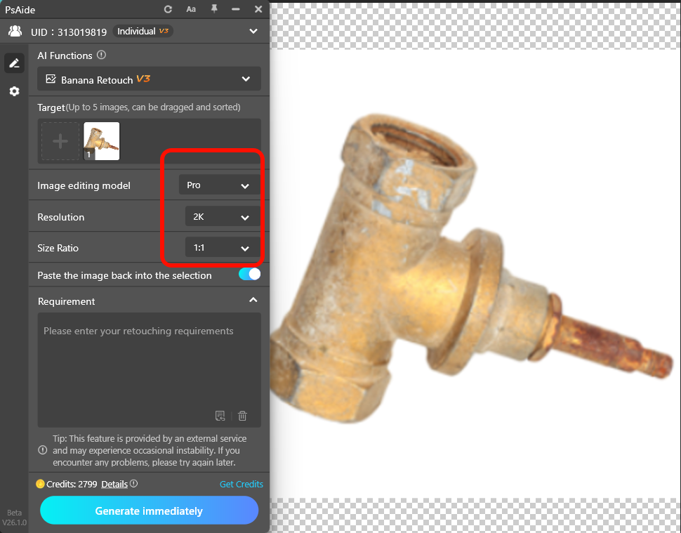 Configure Professional Retouching Model Parameters