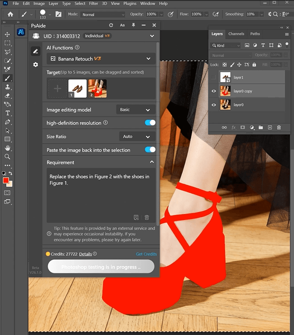 Replace the shoes in Figure 2 with the shoes in
Figure 1.