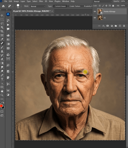 Generate nano banana elderly man old photo restoration