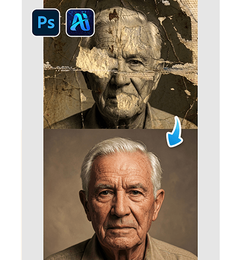 3 Minutes Guide: nano banana elderly man old photo restoration
