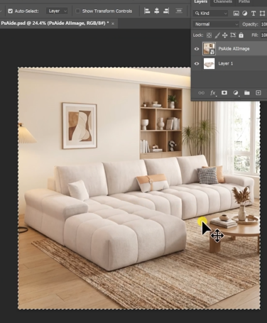 Generate nano banana sofa background replacement