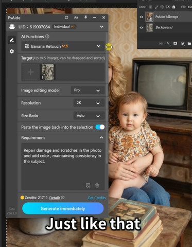 Restore the old photo, remove scratches, stains, and damage, enhance facial details, improve sharpness, and preserve natural texture and lighting.