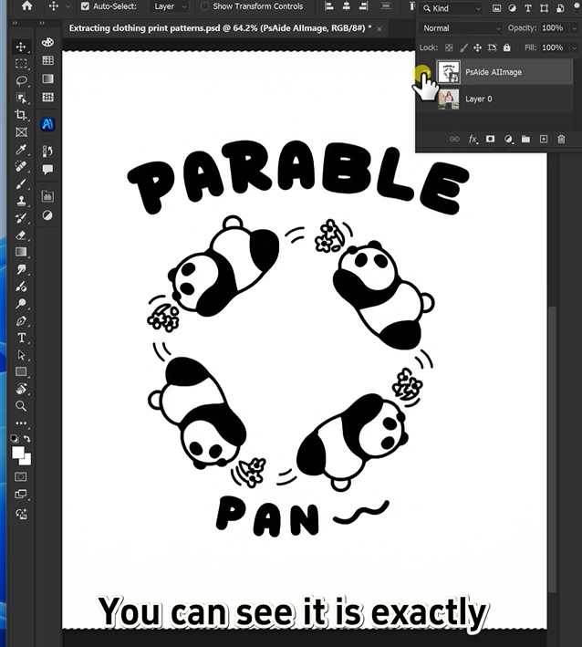 Generate and export the isolated print pattern